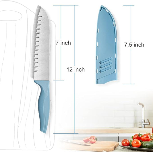 Dsmile 7 Inch Chef's Knive Sets Paring knives Japanese Chefs Knife Fruit and Vegetable Knife Stainless Steel Kitchen Utility Knives with Blade Guards(1 Pcs)
