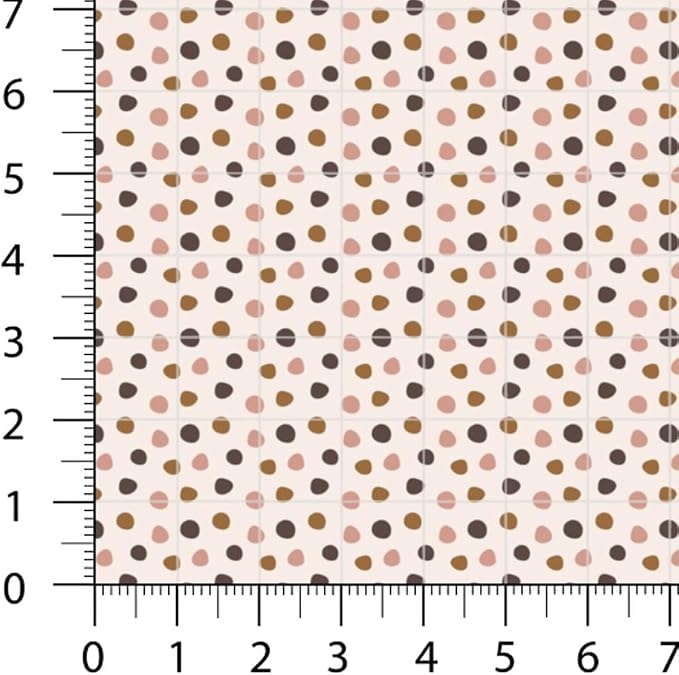 Patchwork Fabric Panel 100x155 cm, 100% Cotton Satin, 6 Coordinated Heart & Dot Patterns, Soft Blush Neutral Quilting & Sewing Fabric (Coffee Hearts, 6pcs 50x50cm)