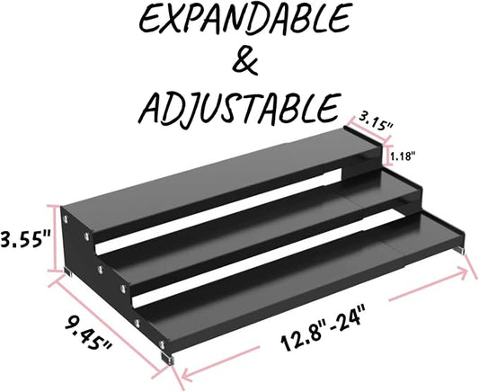 Step Can Organizer, Metal 3-Tier Spice Rack for Kitchen Counter, Storage Shelf for Canned Food, 2 Packs, Black, Without Holes