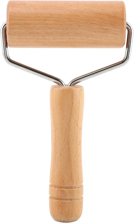 Small Wooden Rolling Pin with Handle, Non-Stick Small Dough Roller, Kitchen Baking Tool for Pizza, Pastry, Cookie & Dumpling Making