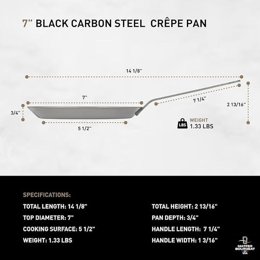 Matfer Bourgeat Black Carbon Steel Crêpe Pan, 7"