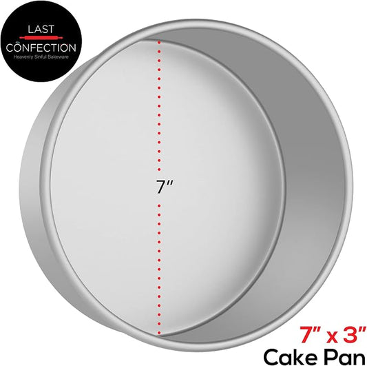 Last Confection 7" x 3" Round Cake Pan, Anodized Aluminum Cake Pan Baking Tin Mold, Professional Bakeware
