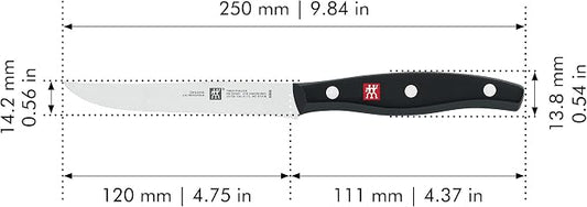 ZWILLING Twin Signature Steak Knife Set of Four, Razor-Sharp, Made in Company-Owned German Factory with Special Formula Steel perfected for almost 300 Years, Dishwasher Safe