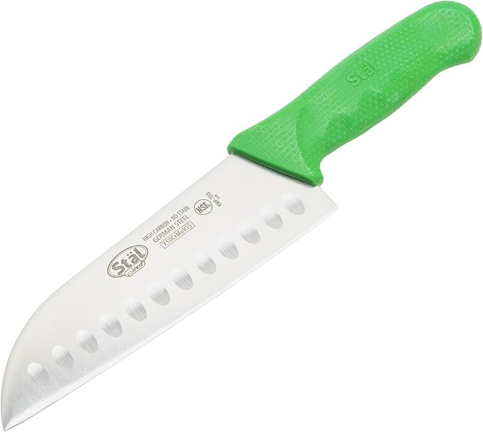 Winco 7" High Carbon Steel Japanese Santoku Chef Knife, Green