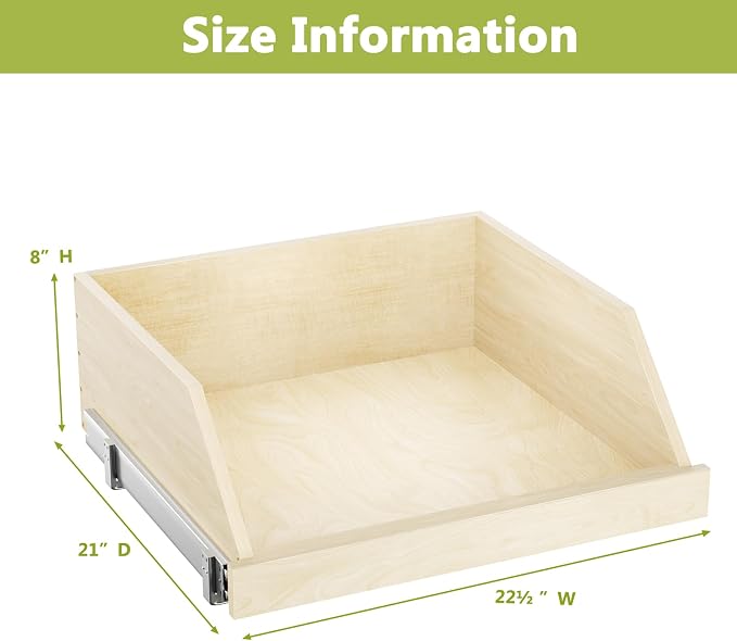 LOVMOR Pull Out Cabinet Organizer High Drawer 22½” W x 21”D Hard Close Slide Out Shelves Cabinet Storage and Organizer with Full Extension Rail Slides Pull Out Drawer for Kitchen Cabinets & Pantry