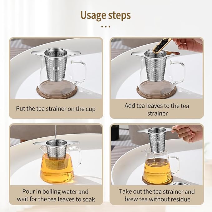 Tea Infuser for Loose Leaf Tea, BOMANSI BOMS 316 Stainless Steel Tea Infuser with Handles, Extra Fine Mesh Tea Strainers Filter Fine Tea Leaves, Fits Tea Pots, Mugs, 1 Pack