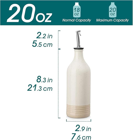 vancasso 20 Oz Ceramic Olive Oil Dispenser Bottle, Bottle Dispenser with Spout and Funnel for Kitchen,Suitable for Oil, Vinegar, Coffee Syrups & Other Liquids,Cream