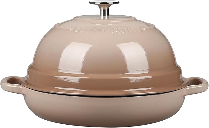 EDGING CASTING Enameled Cast Iron Dutch Oven Pot with Lid, Round Bread Oven for Homemade Sourdough Bread Baking, 6 Quart, Mocha