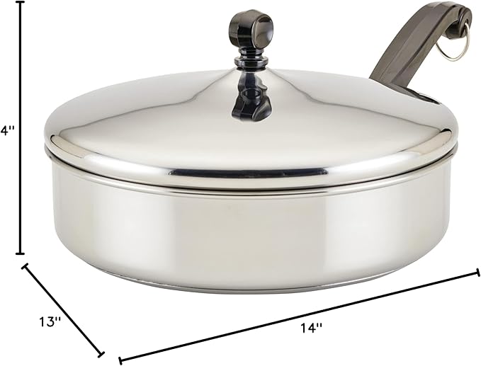 Farberware Classic Series Stainless Steel Saute Pan with Lid, 2.75-Quart Kitchenware, Silver