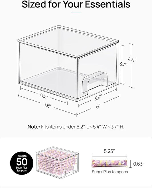 Vtopmart 10 Pack Small Clear Stackable Storage Drawers, Acrylic Bathroom Makeup Organizer, Plastic Storage Bins For Vanity, Undersink, Kitchen Cabinets, Pantry, Home Organization