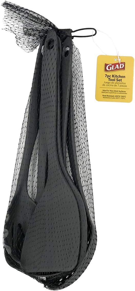 Glad Cooking Kitchen Utensils Set – 7 Pieces, Nylon Tools for Nonstick Cookware, Gray (Pack of 6)