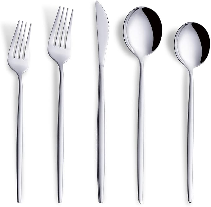 40 Piece Silverware Set,Stainless Steel Flatware Cutlery Set Service for 8 Including Forks Spoons Knives,Kitchen Utensil Set,Tableware for Home and Restaurant, Dishwasher Safe