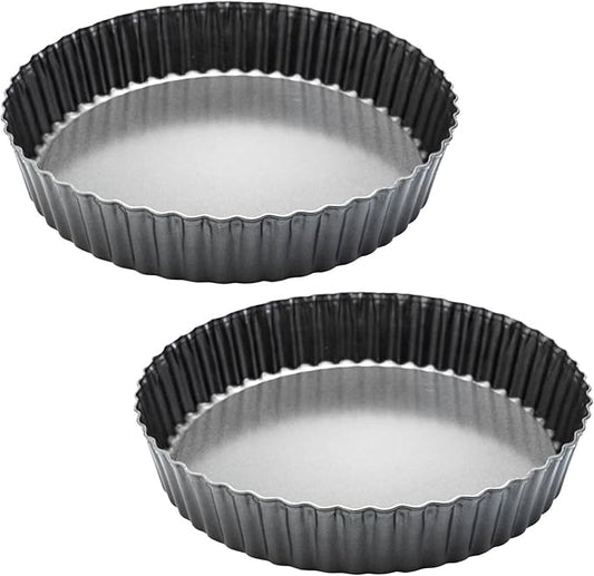 11 x 2 Inches Deep Dish Tart Pan Set of 2, Nonstick Tall Tart Quiche Pan, Carbon Steel Deep-dish Pie Pan with Removable Loose Bottom for Baking Thanksgiving Christmas