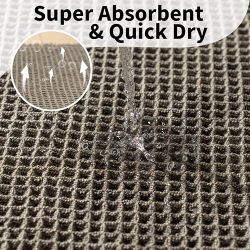 Waffle Bath Mat, Boho Bathroom Rugs Non Slip Washable, 24" x 48"