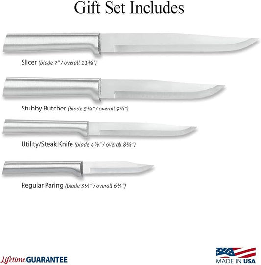 Rada Cutlery Wedding Register Gift Set (S04), 4-Piece Knife Set, Stainless Steel Blades, Silver Handle