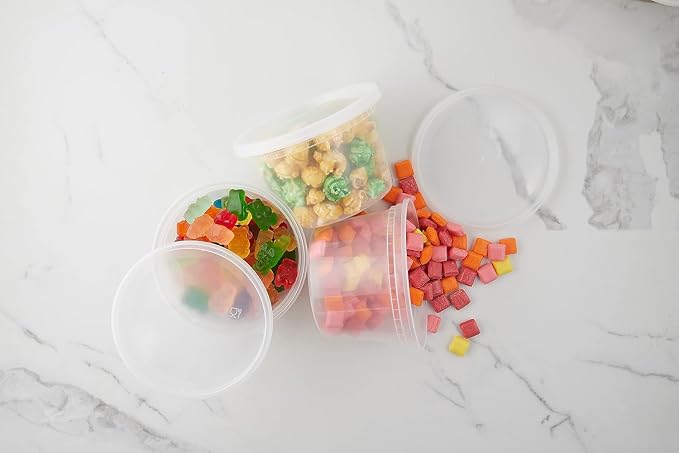 Healthy Packers 50 Set 16 oz Plastic Deli Containers with Lids – Clear Plastic Containers with Lids for Food – BPA Free, Leakproof, Stackable, Microwave & Freezer Safe
