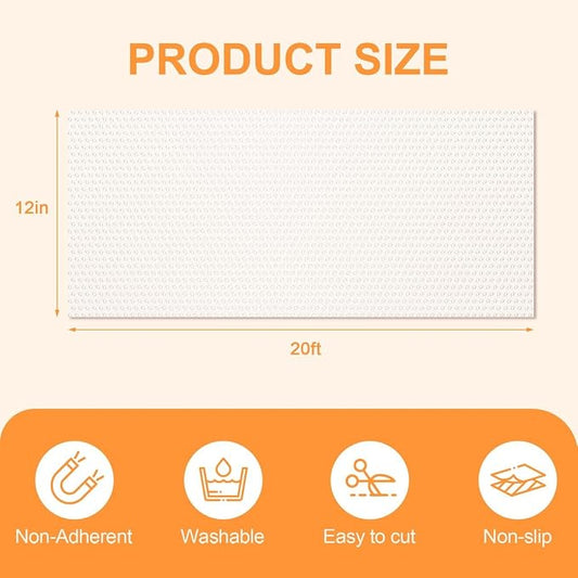 FEXIA Shelf Liner 12 Inch x 20 FT Clear Non Slip Waterproof Cabinet and Drawer Liner for Kitchen Cabinet Refrigerator Pantry Closet Durable Non Adhesive