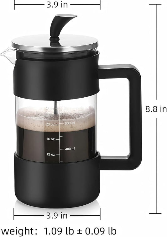 Premium French Press, 34oz | Durable Glass Carafe, Easy-Read Measurements, Ergonomic Handle, Mess-Free Pouring Spout