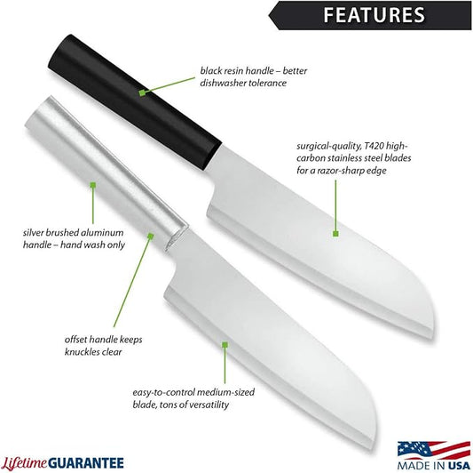 Rada Cutlery Cook’s Knife (W234), 6.25" Stainless Steel Blade, Black Handle, Pack of 2