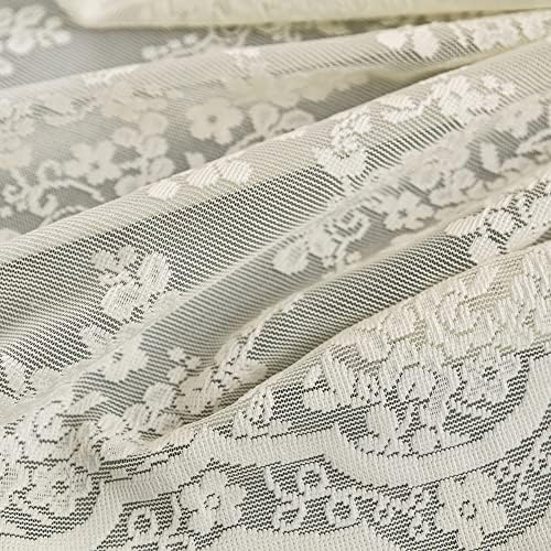 Ivory Lace Shower Curtain 72x72, Vintage Shabby Chic with Attached Valance