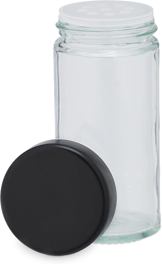 Relaxdays Spice Carousel with 20 Spice Jars, Includes Shaker Insert, Rotating Refillable Spice Rack for Kitchen, Black