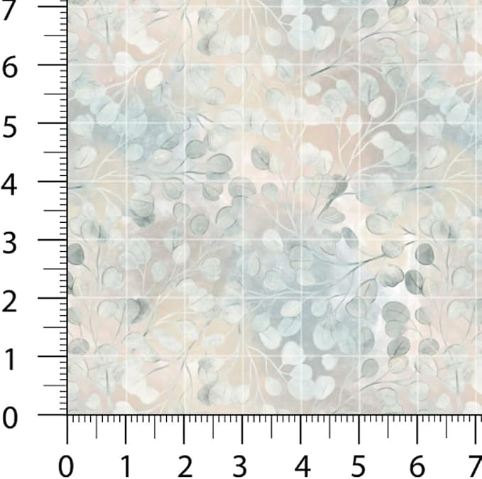 Patchwork Fabric Panel 100x155 cm, 100% Cotton Satin, 6 Coordinated Vintage Botanical Floral Patterns, Soft Sage Neutral Quilting & Sewing Fabric (Vintage Pastels, 6pcs 50x50cm)
