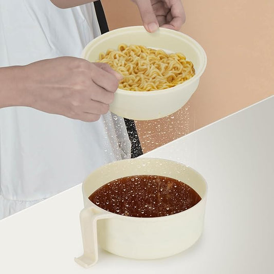 Ramen Bowl Set, Ramen Cooker 33 oz, Ramen Bowls with Chopsticks and Spoon, Microwave Pasta Cooker, College Dorm Essentials for Girls Guys (White)