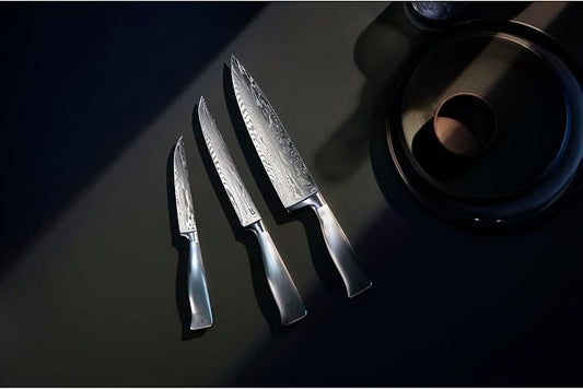 WMF Grand Gourmet Damask Knife, 29.5 cm, Damask Steel 120 Ply, Performance Cut, Wooden Cassette, Blade 17 cm