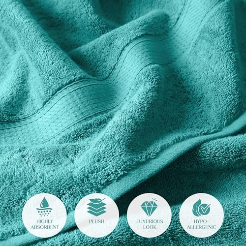 SUPERIOR Egyptian Cotton Ultra Plush & Absorbent, 6 Piece Set, Turquoise