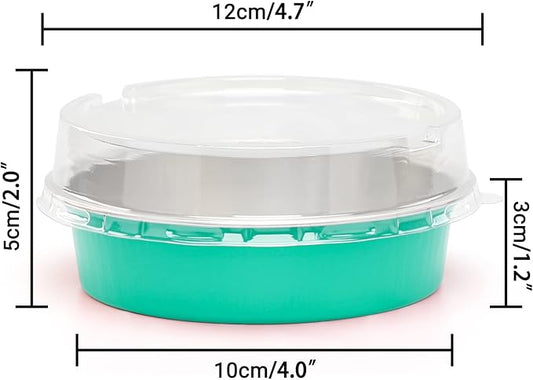 Beasea Elegant Blue 8 Oz Mini Pie Pans Tart Pans Tin Baking Tins with Lids, 4 Inch 20 Pack Disposable Baking Pans For Cake Tart Quiche
