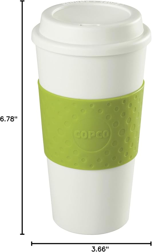 Copco Acadia 16 oz Travel Mug - Insulated Reusable Coffee Tumbler with Double-Walled Plastic, Secure Lid, BPA-Free - Portable Mug for Hot & Cold Drinks, Cup Holder Friendly (Green)