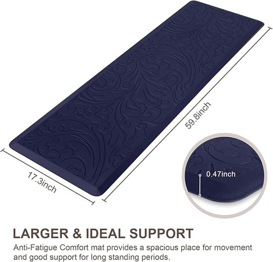 KMAT Kitchen Mat Cushioned Anti-Fatigue Waterproof Non-Slip Standing Mat Ergonomic Comfort Rug for Home,Office,Sink,Laundry,Desk 17.3" (W) x 60"(L),Blue