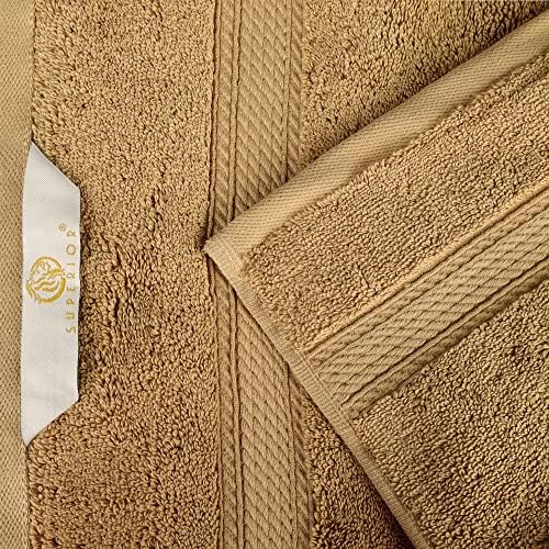 SUPERIOR Egyptian Cotton Plush & Absorbent, Hand Towel Set of 4, Toast