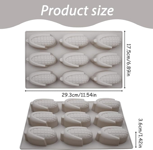 Silicone Corn Bread Mold Pan, Gray, 9-Cavity Mini Cornstick Baking Pan for Muffins, Cupcakes, Brownies, Soap Making