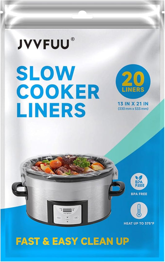Slow Cooker Liners 3-8 Quart, Cooking Bags Large Size 13"x 21", Slow Cooker Bags Disposable Oval Large For Crock Pot (20)