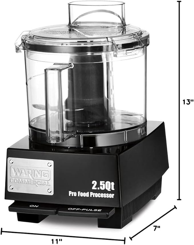 Waring Commercial Food Processor, 2.5 Quart Capacity with Flat Lid, 3/4 Horsepower Motor, Vegetable Chopper for Professional Kitchens, WFP11SW