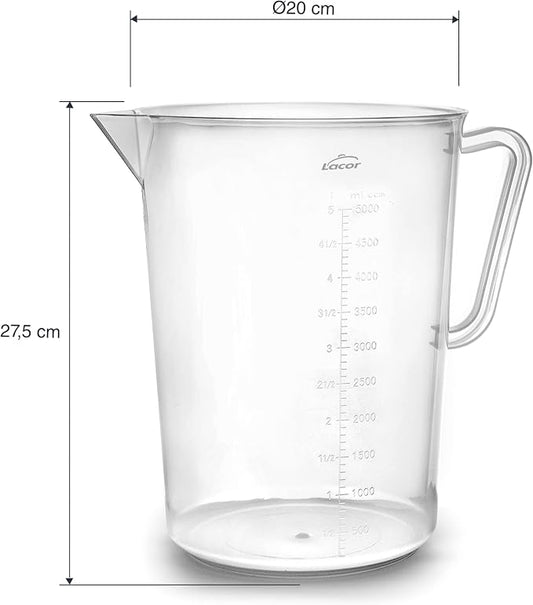 Lacor - 67214 - Measuring Jug, Measuring Cup, Liquid Meter, Polypropylene, BPA Free, 20 cm, 5 L