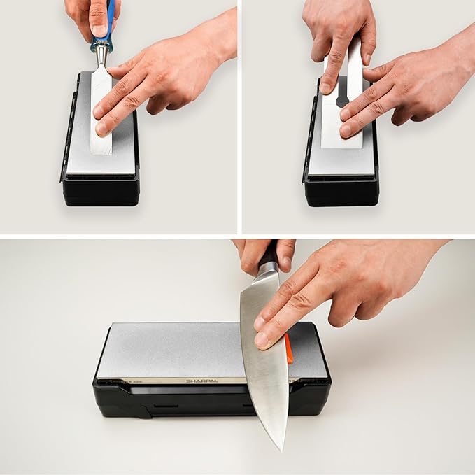 SHARPAL 162N Double-sided Diamond Sharpening Stone Whetstone Knife Sharpener |Coarse 325 / Extra Fine 1200 Grit | Storage Case with NonSlip Base & Angle Guide (8 in. x 3 in.) Fathers Day Gift