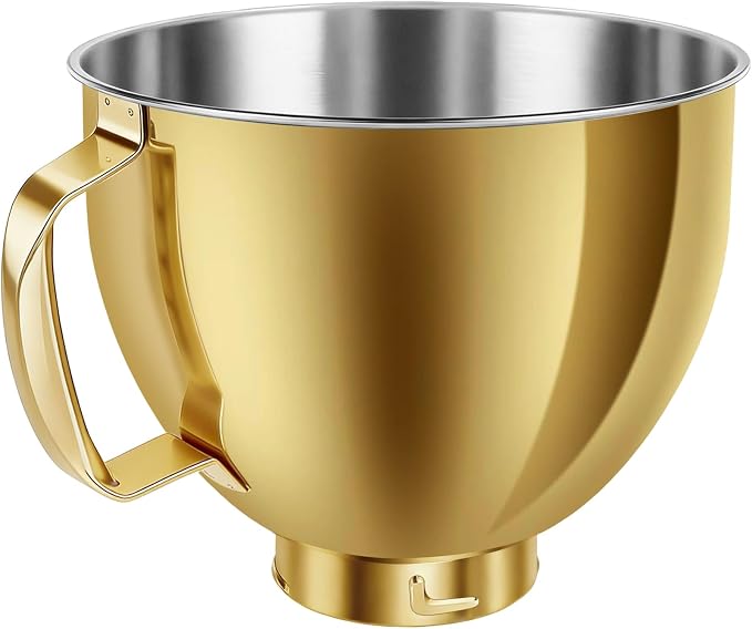 Stainless Steel Mixer Bowl for KitchenAid Artisan & Classic Series 4.5 & 5 Quart Tilt-Head Stand Mixers, KSM150 Stainless Steel Bowl Replacement, Mixing Bowl for KitchenAid, Radiant Gold