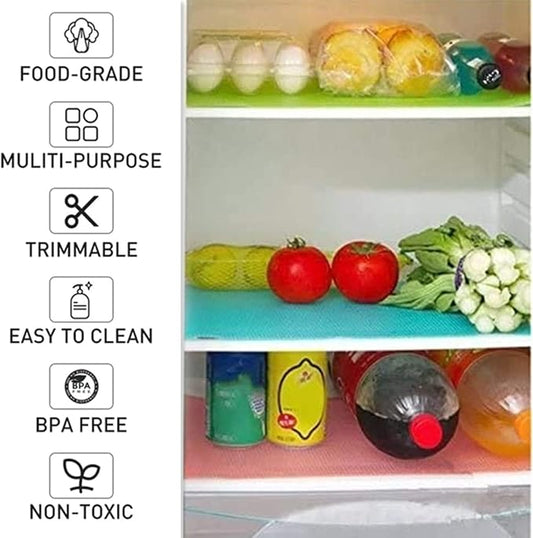 Aiosscd 7 PCS Shelf Mats Refrigerator Liners Washable Refrigerator Pads Fridge Mats Drawer Placemats Home Kitchen Gadgets Accessories Organization for Top Freezer(2green+2pink+3blue)