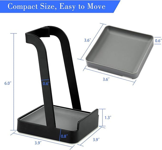 NiHome Versatile Pot Lid Ladle Holder Multipurpose Spatula Pad Book Cutting Board Spoon Rest Kitchen Utensils Drip Tray Washable Durable Stable Tack-Free Installation (Black)