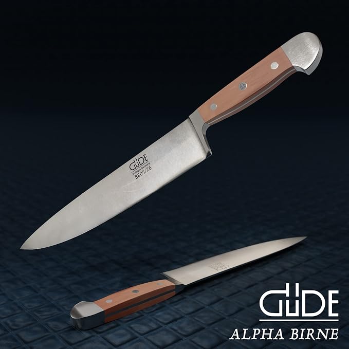 Gude Alpha Pear Series Hand Forged/Sharpened Chef's Knife, 10-in - Ice Hardened Steel - Made in Solingen, Germany Since 1910