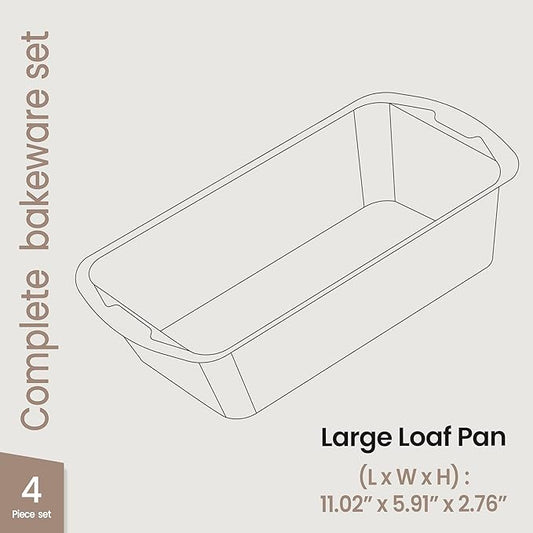 Nonstick Loaf Pan Set Pack of 4, Carbon Steel 11" Large Baking Bread Pan, Oven Safe Up to 450ยฐF, PFOA, PFOS, PTFE Free, Space Saving Stackable Design, Stain Resistant, Dishwasher Friendly, Blue Marble