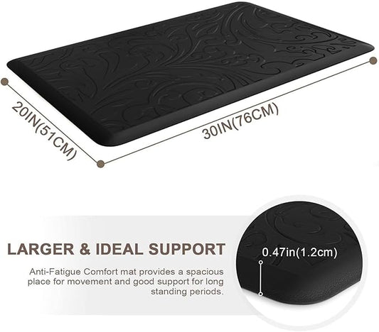 KMAT Kitchen Mat Cushioned Anti-Fatigue Floor Mat Waterproof Non-Slip Standing Mat Ergonomic Comfort Floor Mat Rug for Home,Office,Sink,Laundry,Desk 30"(L) x 20"(W),Black