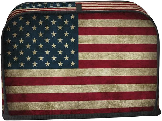 Flag Retro Usa Toaster Cover 2 Slice Wide Slot Washable Kitchen Appliance Covers Fingerprint Bread Machine Dust Cover Small Toaster Oven Accessories Covers Bread Maker Bag Women Gift