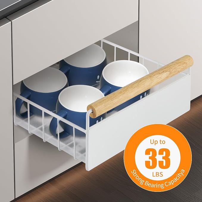 Longzhuo Pull Out Cabinet Organizer, 9.5x15x3.5 inch Kitchen Drawer Organizer with Slides, Pull Out Drawers for Cabinets Kitchen Bathroom