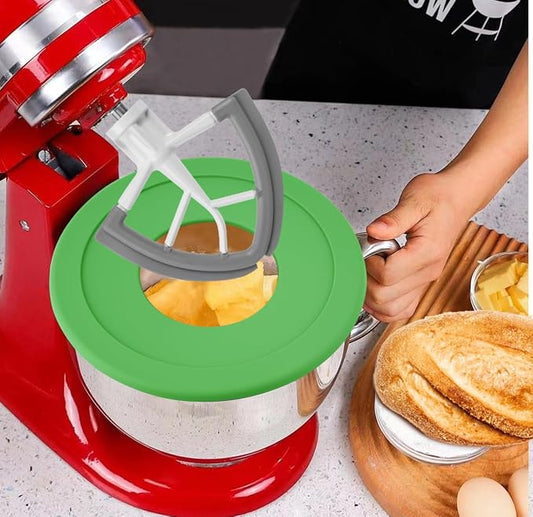 Stainless Steel Bowl Compatible with Kitchenaid Mixer 4.5/5QT,With Lid,5 Quart Stainless Bowl for Kitchen Aid Mixing,With Green Lid