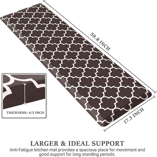 WISELIFE Anti Fatigue Floor Mat - 4/5 Inch Kitchen Mat Non Slip Waterproof Heavy Duty Ergonomic Comfort Mat Durable for Home, Office, Sink, Laundry,(17.3" x 60", Chocolate)