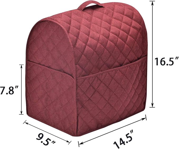 Stand Mixer Cover compatible with Kitchenaid Mixer, Fits All Tilt Head & Bowl Lift Models with 3 Organizer Bag for Accessories. (Dark Red, For Bowl Lift 5-8 Quart)