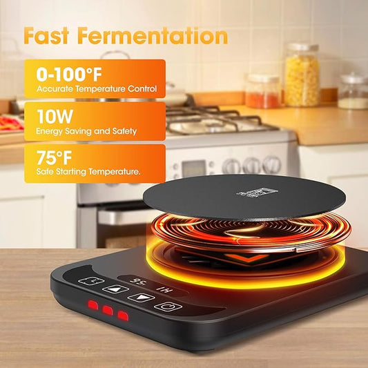 Sourdough Starter Warmer with Temperature Display,Sourdough Warming Mats 100℉ Electric Heating 12 Hours Timing Function Sourdough Heating Mat Bread for Baking Supplies Kitchen Bakers (Black)